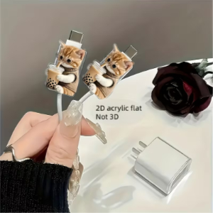 2pcs Cat Sticker with Glasses Cable Protector