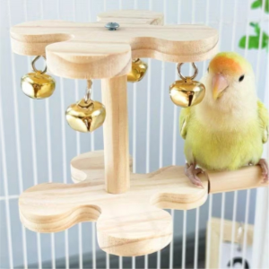 Interactive Rotating Bird Perch Swing with Bells 1Pc