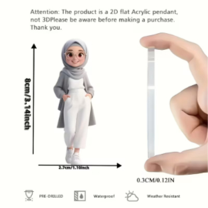 Interesting Acrylic Muslim Woman Pendant - Image 2