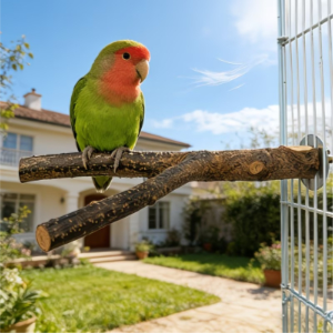 Natural Wood Parrot Perch Stand 20 cm