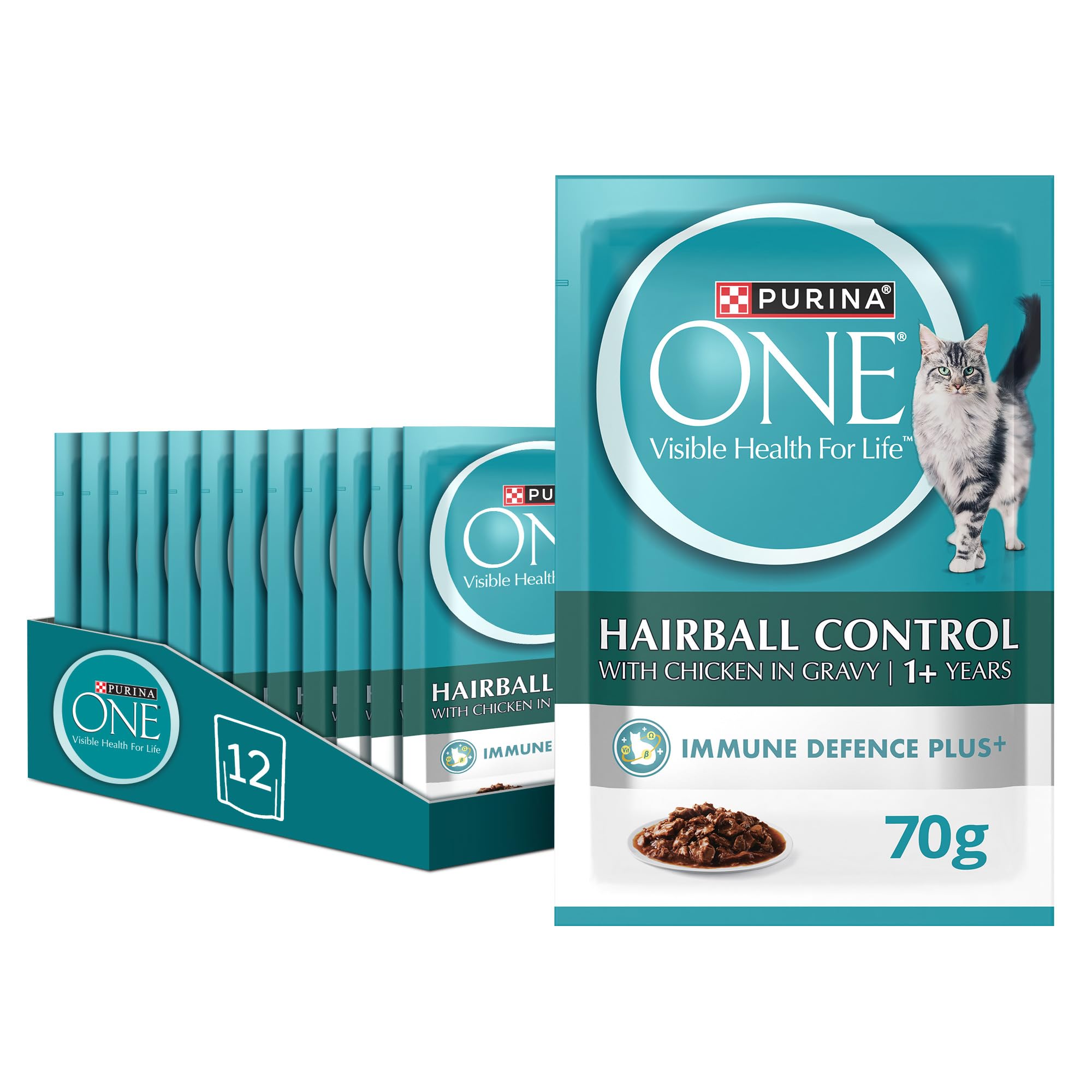 Purina one Hairball Control Wet Cat Food With Chicken 70g x 12 Pcs