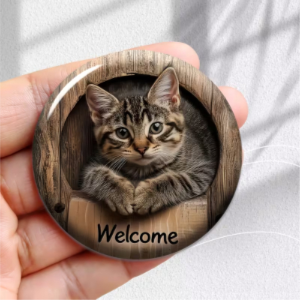 "Welcome" Cute Kitten Fridge Magnet